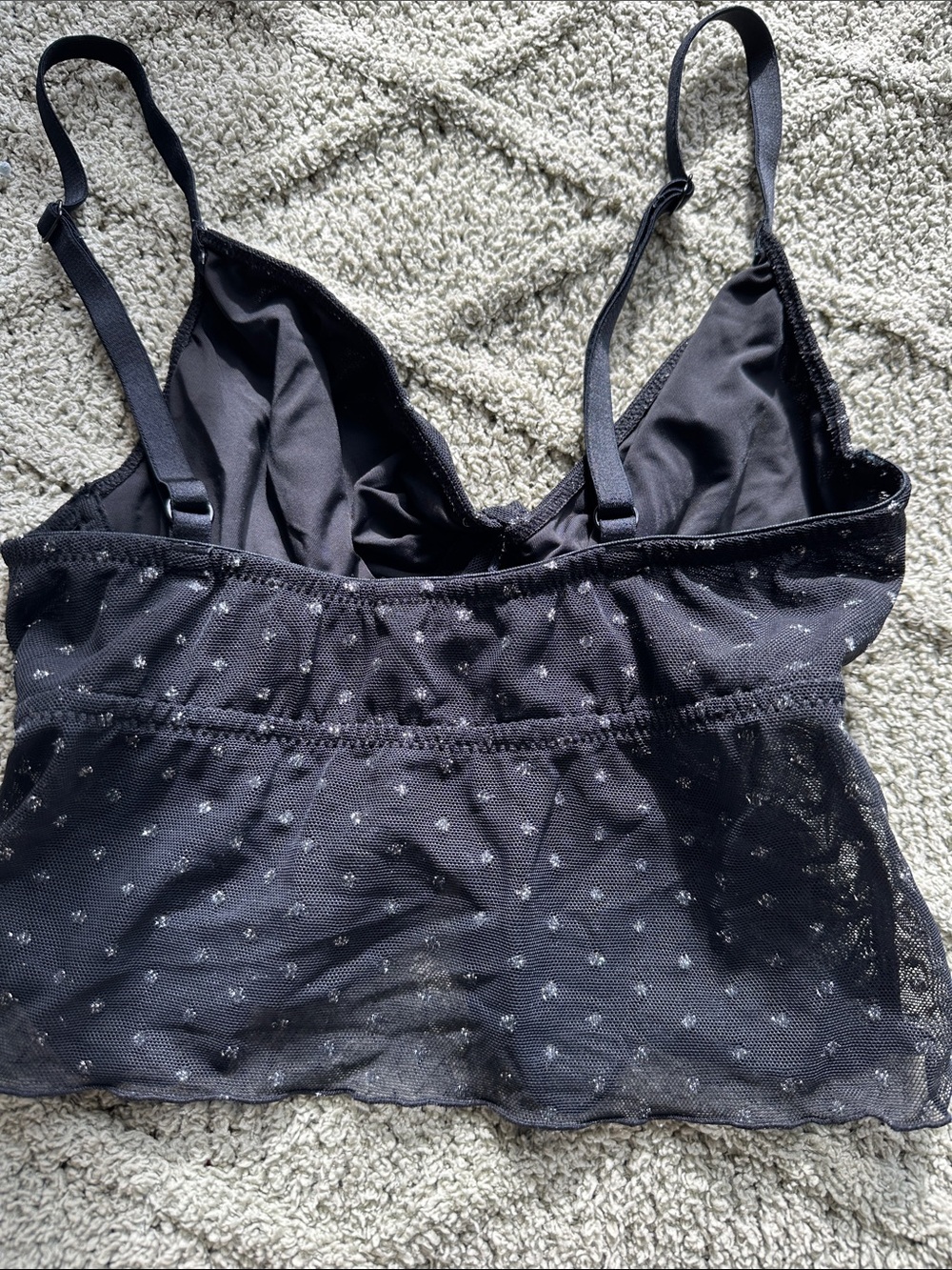 Colsie Black Ruched Mesh Cami Top - Picture 2 of 2